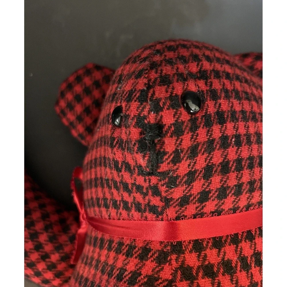 Custom Teddy Bear Red Black Flannel With Original Tag From Creator
